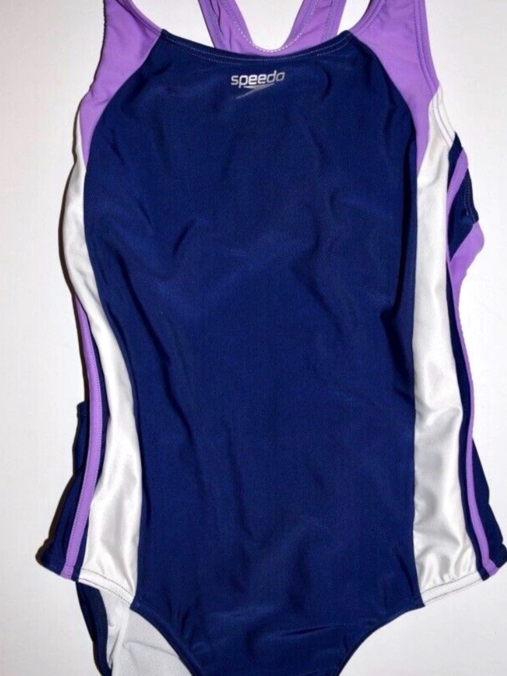 Speedo Navy, Purple & White Racerback One-Piece Swim Top